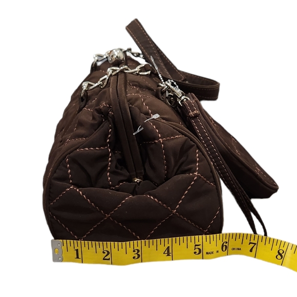 Vera Bradley Brown Quilted Floral Lining  Handbag Purse With Match Wristlet - Picture 14 of 14